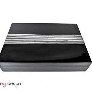 Rectangular black box with mother of pearl lid 23*16*H5cm